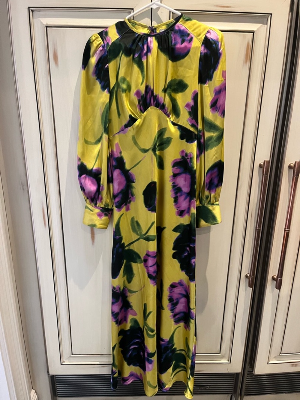 Topshop Yellow Maxi Dress with Purple Floral Print